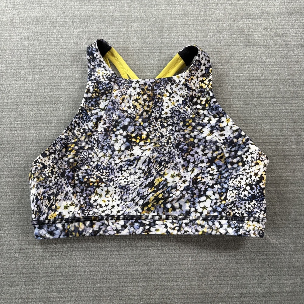 Lululemon Free To Be Serene Sports Bra Women 8 Floral Print Strappy Unpadded